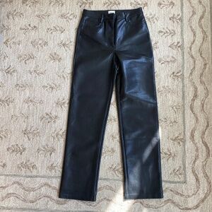 Aritzia Wilfred Black Faux Leather Pants, size 4